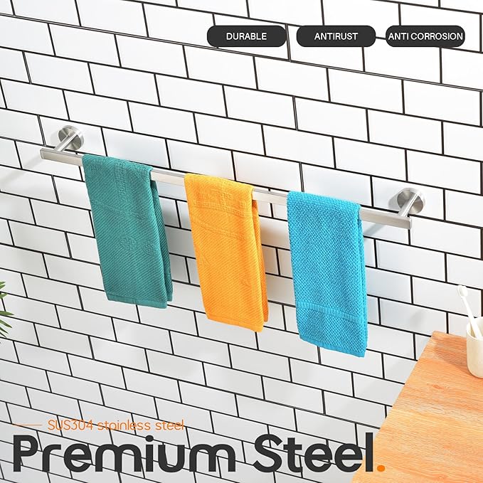 36 Inch Bathroom Towel Bar Bath Towel Rack Kitchen Towel Holder Long Towel Rails Wall Mounted SUS304 Stainless Steel Brushed Nickel AN4001BR-L36