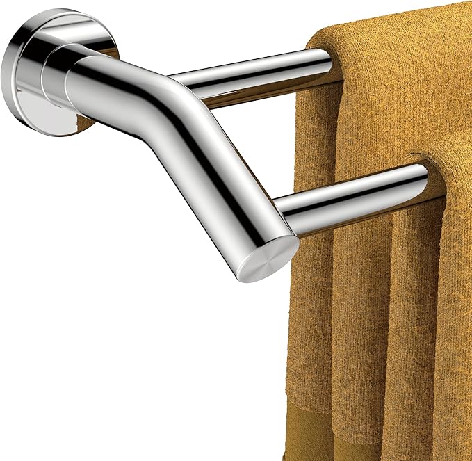 FORIOUS Double Towel Bar 24", Heavy Duty SUS304 Stainless Steel Dual Towel Racks for Bathroom Wall Mount, Space Saving Towel Rod Towel Holder Rail, Chrome
