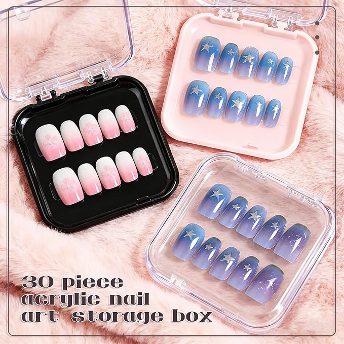 30pcs Press On Nail Packaging Box，Press On Nail Storage Box Set With 60pcs Of Double-Sided Adhesive Tape，Suitable For Nail Storage And Nail Art Display (Color mixing)