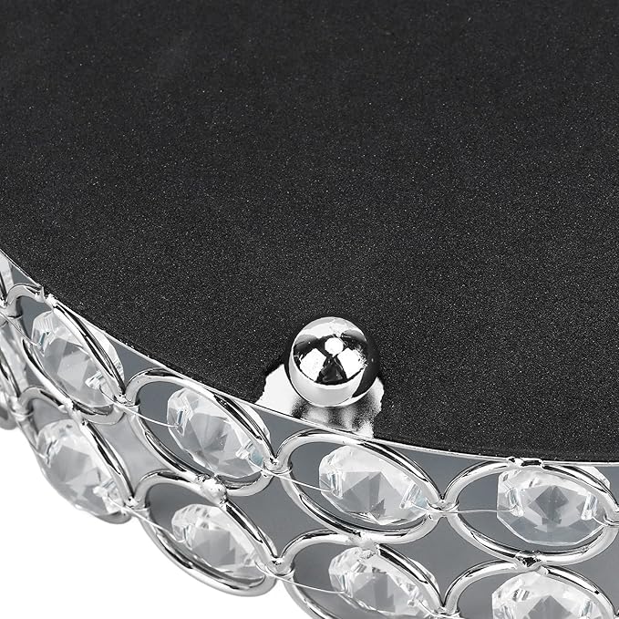 Crystal Cosmetic Makeup Tray 8in Round Display Tray Mirrored Metal Welded Structure for Food Perfume Jewelry Wine(Silver 20cm)