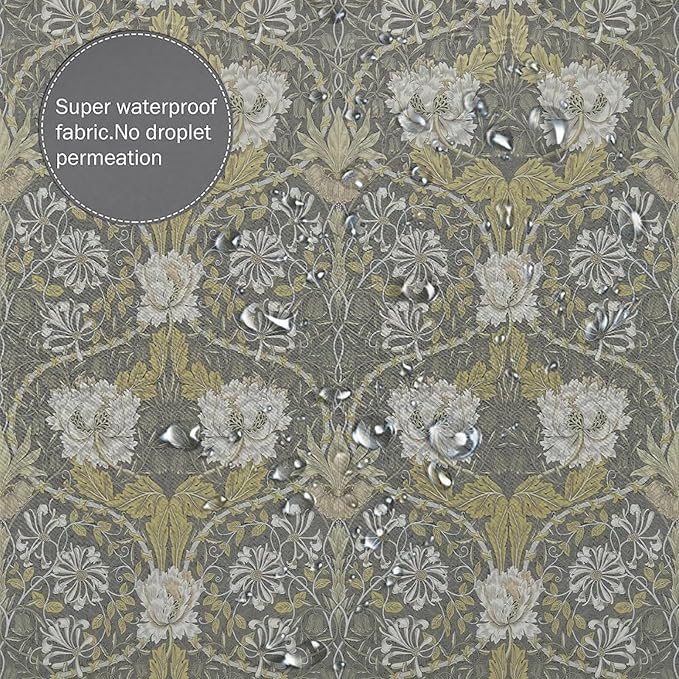Retro Flower Shower Curtains William Morris Vintage Country Boho Flower Art Print Shower Curtains 66""×72"" Inch, Style-4
