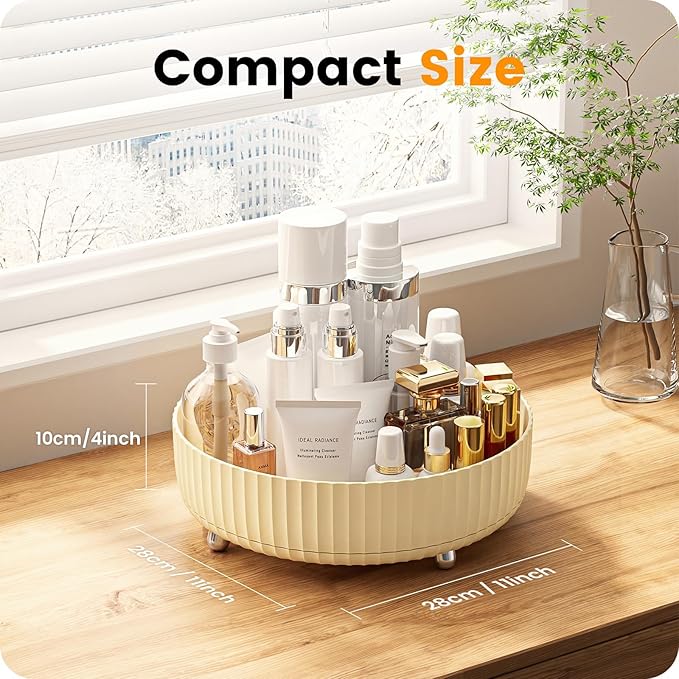 A-LuGei 【Crystal Design 11" Perfume Organizer,【360° Rotating】 Vanity Organizer, Bathroom Organizers and Storage, Makeup Organizer for Skincare Cosmetic Lazy Susan Dresser Decor【Water Ripple】