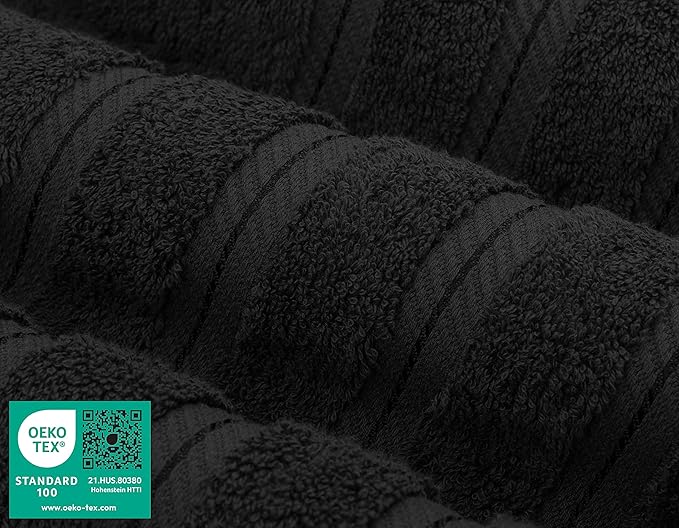 American Soft Linen Luxury Hand Towels for Bathroom, 600 GSM Heawy Weight 16x28 Size 100% Cotton Turkish 4 Piece Hand Face Towel Set, Black Hand Towels