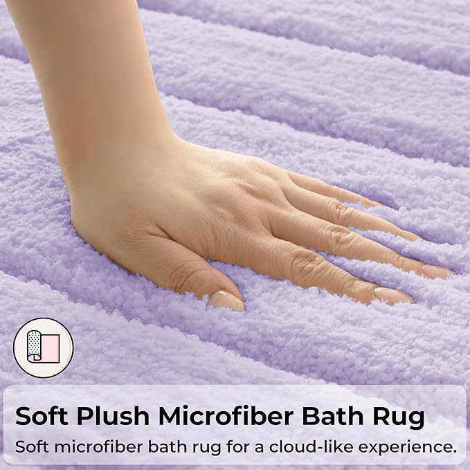 GRANNY SAYS Bathroom Rugs and Mats, 16" x 24" Non-Slip Bath Mat for Bathroom, Super Soft Absorbent Microfiber Bath Rug, Machine Washable and Dry, Small Lavender Rug for Shower, Tub and Bath Floor