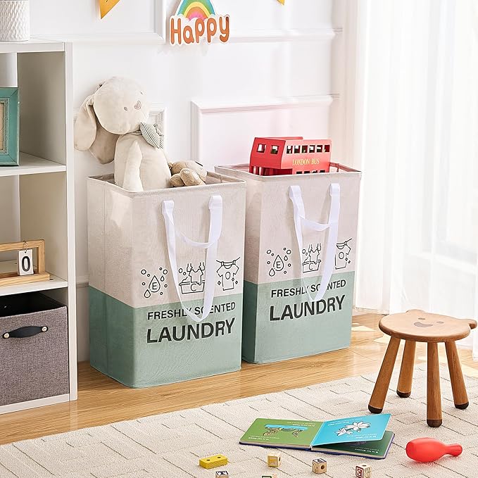 ELONG HOME Laundry Baskets, 92L Freestanding Laundry Basket with Handles, Waterproof Tall Collapsible Clothes Hamper for Dorm, Bedroom, Bathroom