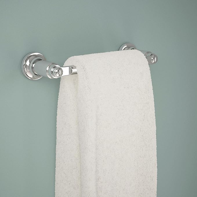 Delta Saylor (1-Pack) 8'' Towel Rack for Bathroom Polished Chrome Towel Bar for Bathroom Wall Hand Towel Holder Rod Wall Mounted Kitchen Towel Holder 73508