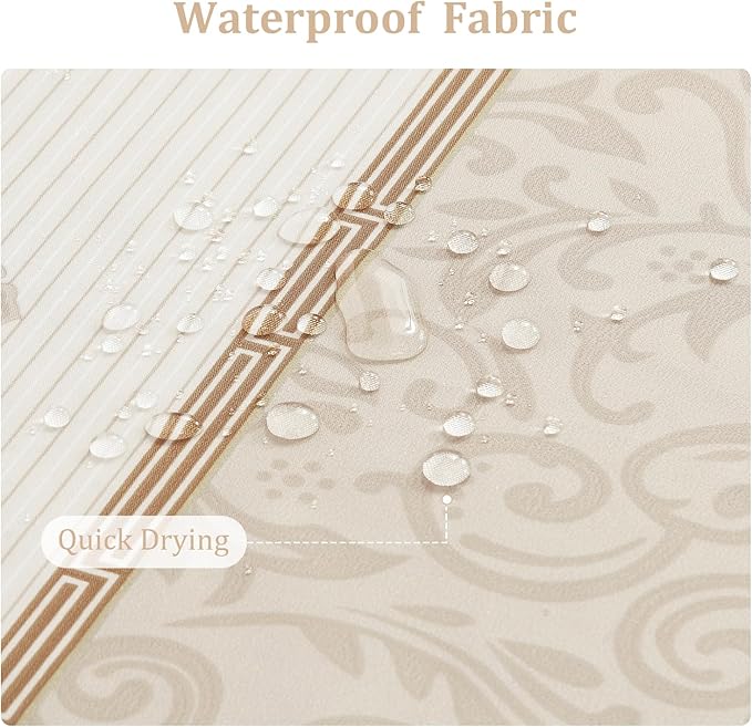 Fabric Shower Curtain, Waterproof for Bathroom with Beige Tan Stripe, 72" W x 72" H