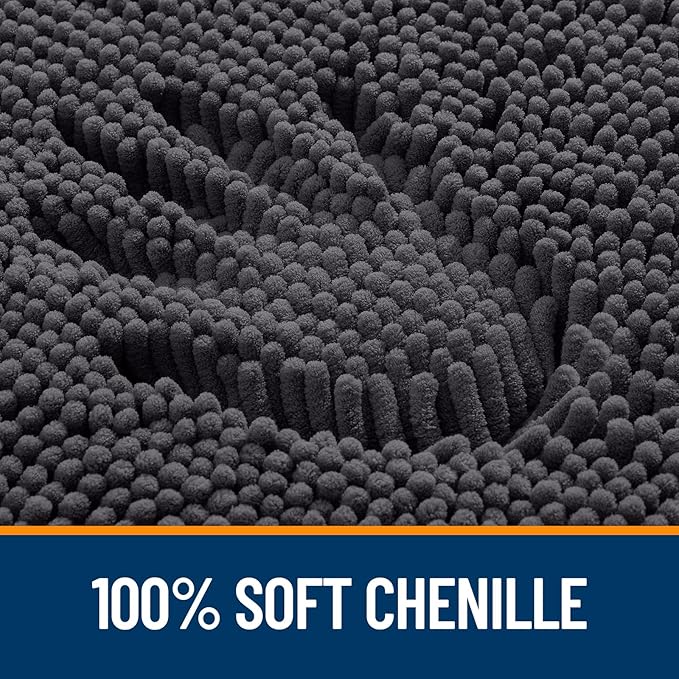 OLANLY Bathroom Rugs 32x20, Extra Soft Absorbent Chenille Bath Rugs, Rubber Backing Quick Dry, Machine Washable Bath Mats for Bathroom Floor, Tub and Shower, Home Decor Accessories, Dark Grey