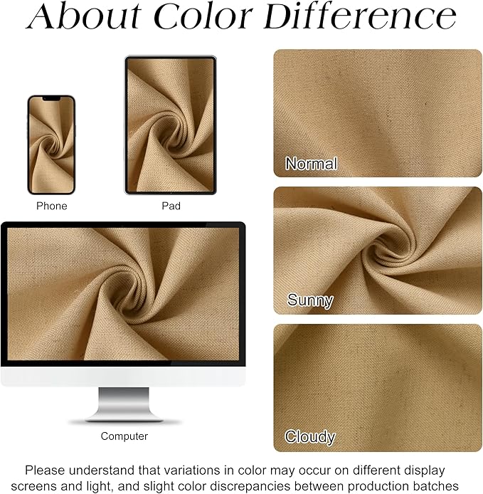 Naturoom Gold Yellow 54 Inch Shower Curtain - Stall Narrow Half Linen Ultra Thick Fabric Shower Curtain Set with Hooks, Boho Farmhouse Rustic RV Camper Bath Curtains for Bathroom, 54x78