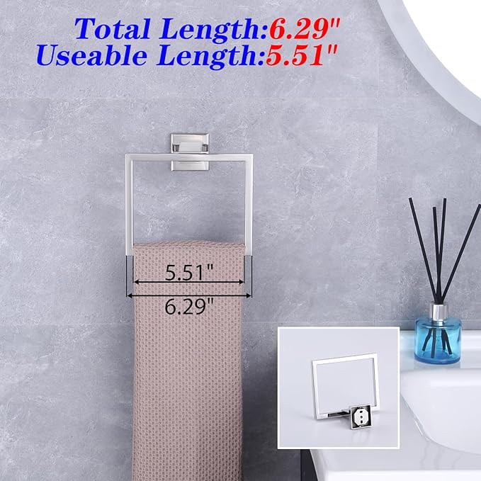 GERZWY Bathroom Hand Towel Holder Polished Stainless Steel Towel Ring for Bath Kitchen Garage Heavy Duty Wall Mounted JG1906-JG