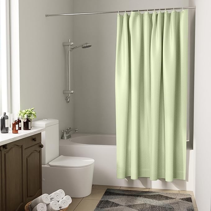 Encasa XO Luxury Jacquard Shower Curtain Mint 72x72 in | Rustproof, Wrinkle-Free, Water-Repellent & Machine Washable | Elegant Heavy Fabric for Bathroom Decor & Bathtub Use
