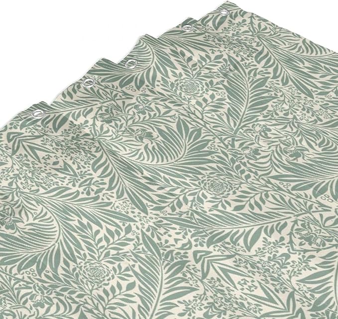 Vintage Botanical Shower Curtain William Morris Designs Green Jungle Fruit Print Shower Curtain Set Polyester Interior Waterproof Shower Curtain with 12 Hooks 66x72 Inches(168x183cm)