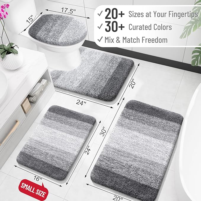 OLANLY Bathroom Runner Rugs 40x24, Extra Soft Absorbent Microfiber Bath Rugs, Rubber Backing, Quick Dry, Machine Washable Bath Mats for Bathroom Floor, Tub and Shower, Home Decor Accessories, Grey