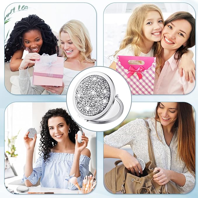 Thyle 12 Pcs Christian Compact Mirror Gifts for Women Mother's Day Nurse Week Bible Verse Wallet Mirror Bulk Hand Makeup Compact Religious Baptism for Holy Communion Teacher(Same,Silver)