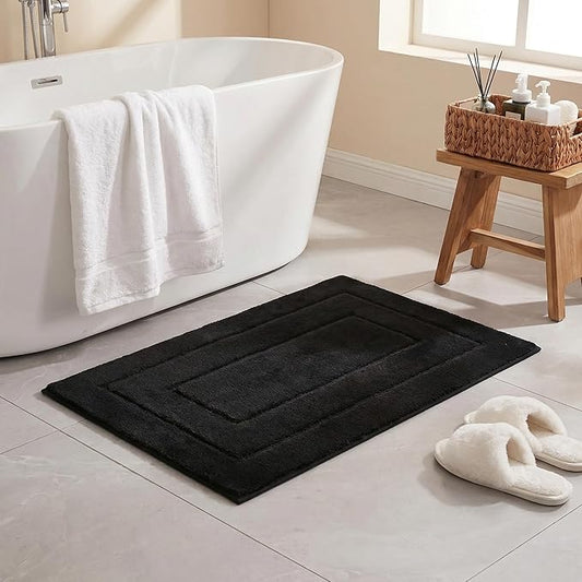 GRANNY SAYS Black Bathroom Rug, Non Slip Bath Mats for Bath, Super Soft and Water Absorbent, Microfiber Bath Rugs, Machine Wash Dry, Bathroom Rugs for Floor, Tub and Shower, 20 x32