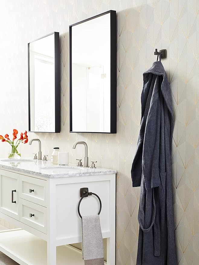 Amerock BH36092ORB | Oil Rubbed Bronze Towel Ring | 7-9/16 in (192 mm) Length Towel Holder | Stature | Hand Towel Holder for Bathroom Wall | Small Kitchen | Bath Accessories
