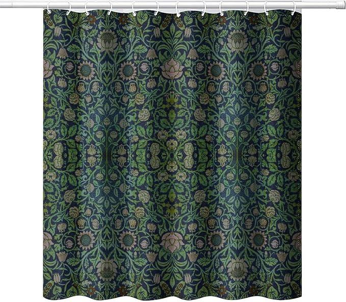 William Morris Original Design Vintage Shower Curtain Furniture Bathroom Fabric Decorations Washable Shower Curtain with Hooks 66x72 Inches(168x183cm), Style-9