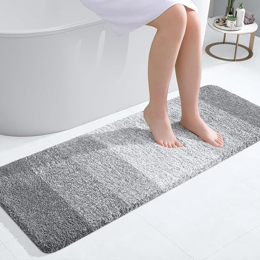 OLANLY Bathroom Runner Rugs 47x17, Extra Soft Absorbent Microfiber Bath Rugs, Rubber Backing, Quick Dry, Washable Bath Mats for Bathroom Floor, Tub and Shower, Home Decor Accessories, Light Grey