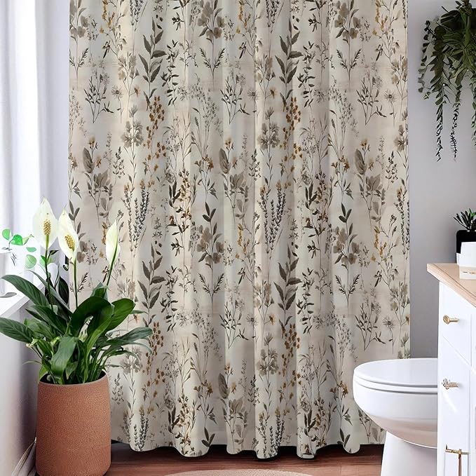 Vintage Boho Floral Shower Curtains,Modern Aesthetic Farmhouse Shower Curtains for Bathroom,Funny Waterproof Polyester Farmhouse Style Bathroom Decor,72x72 Inch