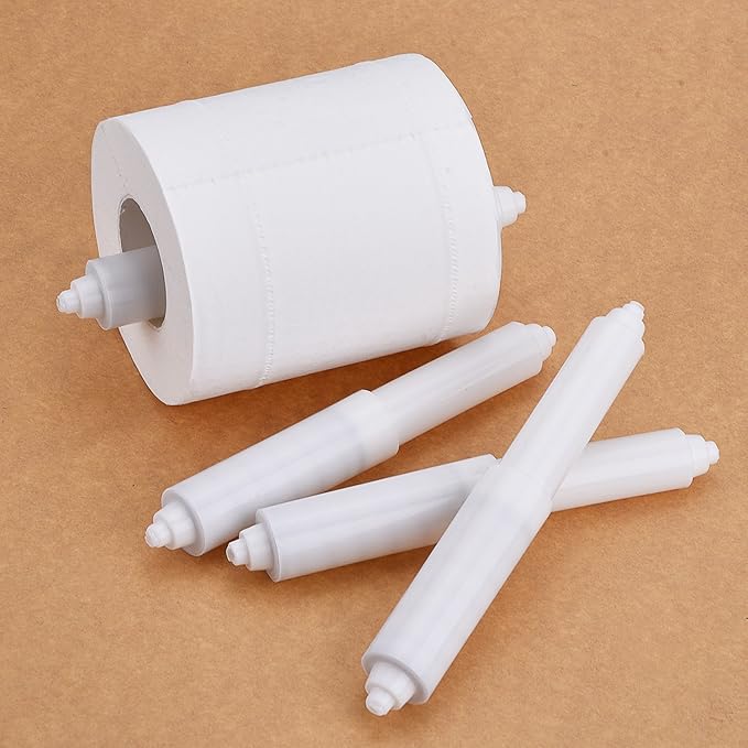 Shappy 2 Pcs Universal Toilet Paper Holder Replacement Rod Spring Loaded Plastic Retractable Paper Replacement Rod Toilet Tissue Roll Holder Insert for Bathroom Home Fixture Accessories(White)