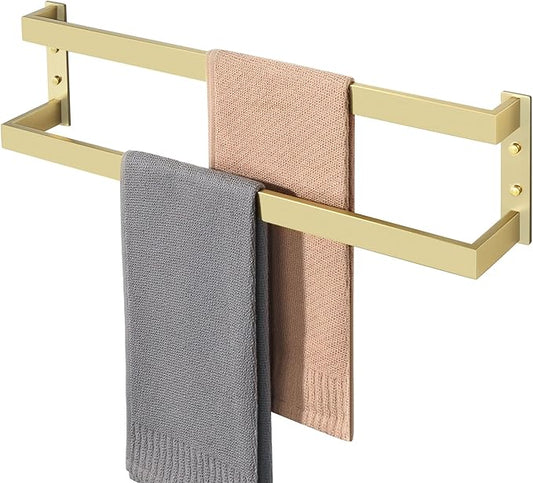 Alise Double Towel Bar, 24" Towel Racks for Bathroom Wall Mounted SUS304 Stainless Steel, Heavy Duty Bathroom Towel Holder, Quick Drying Towel Hanger, Brushed Gold