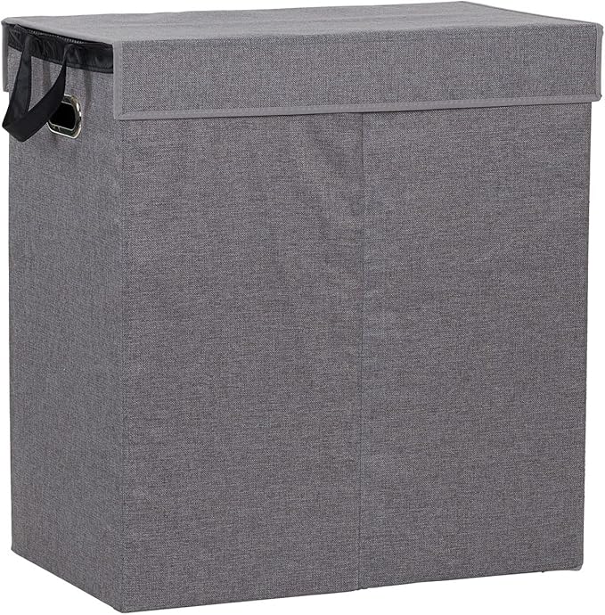 Household Essentials Collapsible Laundry Sorter with Lid, Gray