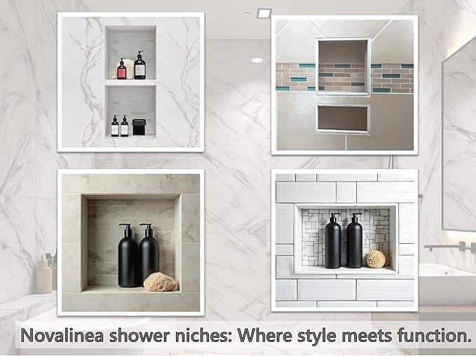 Ready-to-Tile Rectangular Shower Niche – 28" x 17" Single Shelf – Made in USA – Recessed Wall Insert