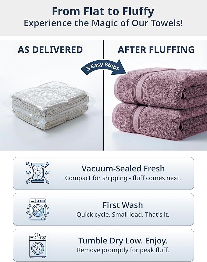 LANE LINEN Luxury Bath Towel Set - 6 Piece Set, 100% Cotton Bathroom Towels, Zero Twist, Quick Dry Shower Towels, Absorbent Towel, 2 Bath, 2 Hand, 2 Wash Cloths - Wishful Mauve
