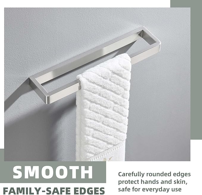 APLusee Towel Holder Brushed Nickel 304 Stainless Steel, Rustproof & Heavy-Duty, 11.7 Inches Secure Wall Mounted bar, Ideal for Hand Towels & Bath Towels