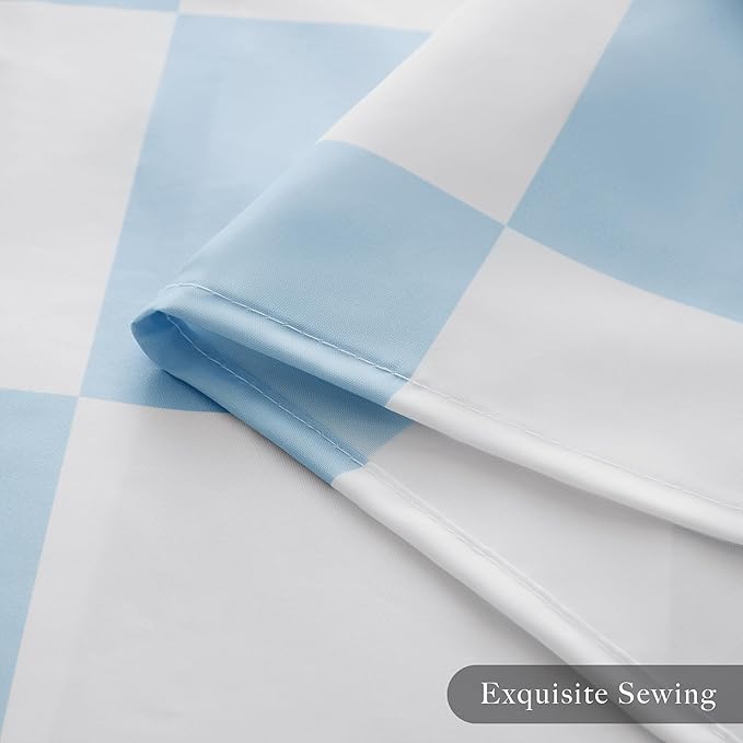 Checkered Shower Curtain, Light Blue Shower Curtains for Bathroom, Cute Retro Checkboard Shower Curtain Vintage Aesthetic, Washable Fabric Bath Curtain 72''x72''