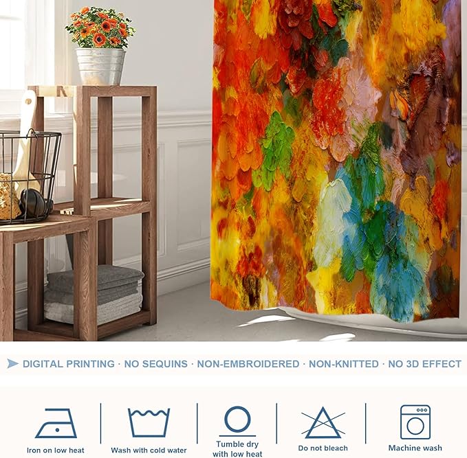 Shrahala Colorful Abstract Paint Decorative Shower Curtain, Multicolor Modern Artist Bathroom Decor Polyester Fiber Waterproof with Plastic Rings for Shower Stall Bathtubs 72 x 36 in
