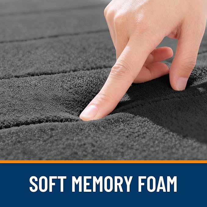 OLANLY Memory Foam Bath Mat 30x20, Super Soft Absorbent Bathroom Rugs, Quick Dry, Machine Washable Shower Floor Rugs, Bathmat Carpet, Bathroom Home Decor Accessories, Black