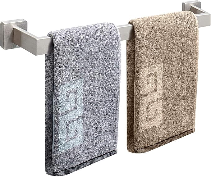 NearMoon Towel Bar, Bath Accessories Premium Thicken Stainless Steel Square Shower Towel Rack for Bathroom, Towel Holder Wall Mounted (2 Pack, Brushed Nickel, 24 Inch)