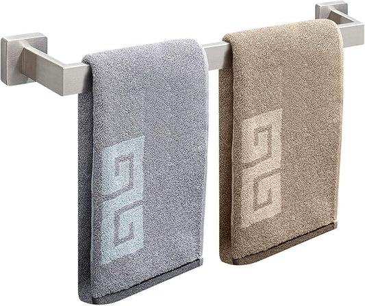 NearMoon Towel Bar, Bath Accessories Premium Thicken Stainless Steel Square Shower Towel Rack for Bathroom, Towel Holder Wall Mounted (2 Pack, Brushed Nickel, 24 Inch)