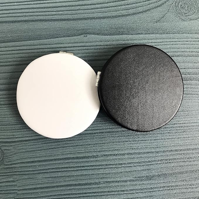 Zcooooool Makeup Mirror, 6.7 cm Round Folding Mirror, Professional Double-Sided Makeup Mirror (one Side Enlarged, The Other Side Normal) PU Surface Mirror