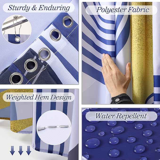 Bathroom Accessories Set - 27PC Bathroom Sets with Shower Curtain and Rugs, Blue Bathroom Set, Navy Blue Bathroom Accessory Set with Trash Can, Toilet Brush & 3 PC Soap Dispensers