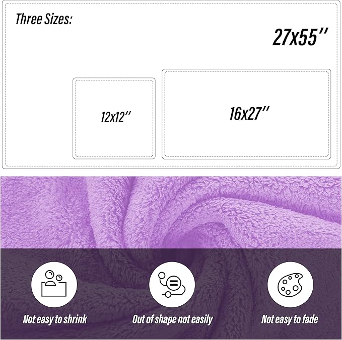 MOONQUEEN Ultra Soft Towel Set-Quick Drying - 2 Bath Towels 2 Hand Towels 2 Washcloths-Microfiber Coral Velvet Highly Absorbent Towel for Bath Fitness,Bathroom,Sports,Yoga, Travel(Purple, 6 Pcs)