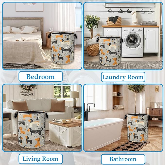 Dachshund Dog Laundry Basket Collapsible Laundry Hamper Clothes Toy Storage Bin for Bathroom Bedroom Room Decor 16" X 20.8"