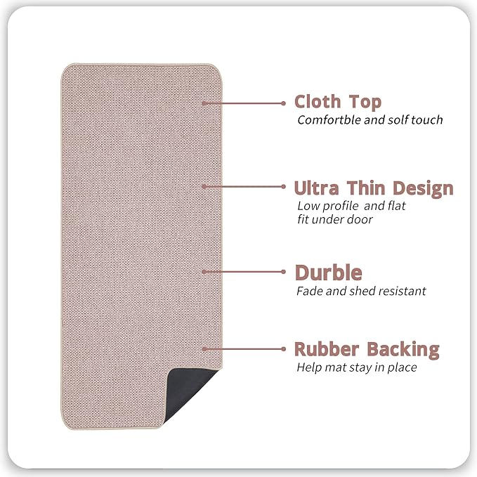 Bath Mat,Ultra Thin Bathroom Runner Rugs,Large Bath Mats for Bathroom,Quick Dry,Non-Slip,Machine Washable,Low Pile,Bath Rug,Shower Outside,Sink,Home Decor Accessories.Beige,2'x6'(24x72inch)