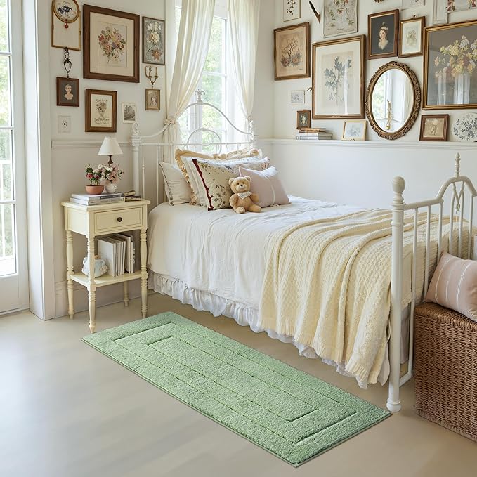 GRANNY SAYS Sage Green Bathroom Rugs Non Slip, 59" x 24", Small Bathroom Rugs Washable，Bath Mats for Floor, Microfiber Bath Mat for Tub, Absorbent Shower Rug