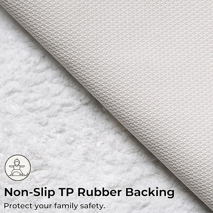 GRANNY SAYS Large Bathroom Rugs Non Slip Washable, 59" x 24", Water Absorbent Bath Mats for Bath, Thick Soft Shaggy Bath Rug, Microfiber Bath Floor Mat, Bathroom Decor, White