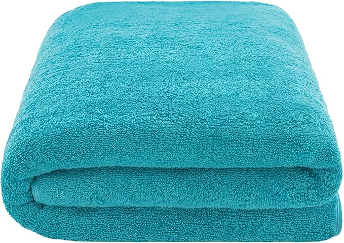 American Soft Linen 100% Cotton 600 GSM Turkish 40x80 Oversized Bath Towel Sheet, Extra Large Adult Towels for Bathroom, Aqua Blue Bath Sheet