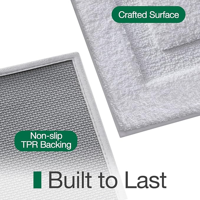 LUMI Large Ultra Soft Bathroom Rugs Non Slip with Rubber Backing, Absorbent Washable Bath Mat Quick Dry, Upgraded Premium Microfiber Plush Carpet for Bathtub and Shower Floor, White, 24x43