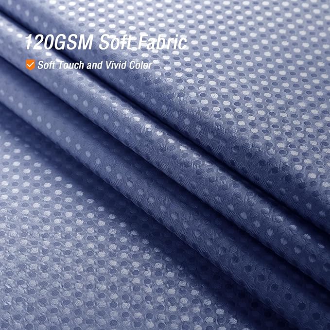 Gibelle Waffle Weave Ombre Fabric Shower Curtain Navy Blue Bathroom Decor Accessories Set with Hooks, Water Repellent and Machine Washable, 72 x 72
