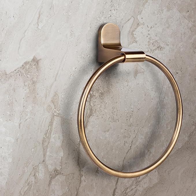 Lyla Gold Towel Ring – Modern 6.75-Inch Wall-Mounted Towel Holder for Bathroom, Minimalist Design with Matte Gold Finish, Durable & Easy to Install