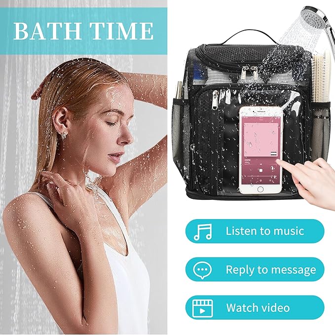 Hanging Shower Caddy Portable - Travel Toiletry Bag for Men & Women, Large Capacity Caddy Dorm Basket, Quick Dry Toiletry Tote Bag with Stain Resistant Bottom for Bathroom, Beach, Camp, Gym