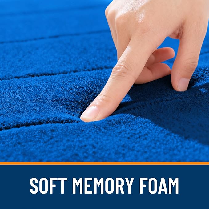 OLANLY Memory Foam Bath Mat 44x32, Super Soft Absorbent Bathroom Rugs, Quick Dry, Machine Washable Shower Floor Rugs, Bathmat Carpet, Bathroom Home Decor Accessories, Royal Blue