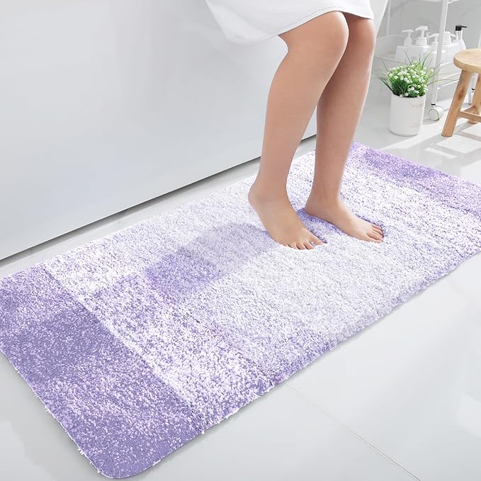 OLANLY Bathroom Rugs Mat 44x24, Extra Soft Absorbent Microfiber Bath Rug, Rubber Backing, Quick Dry, Machine Washable Bath Mats for Bathroom Floor, Tub and Shower, Home Decor Accessories, Light Purple