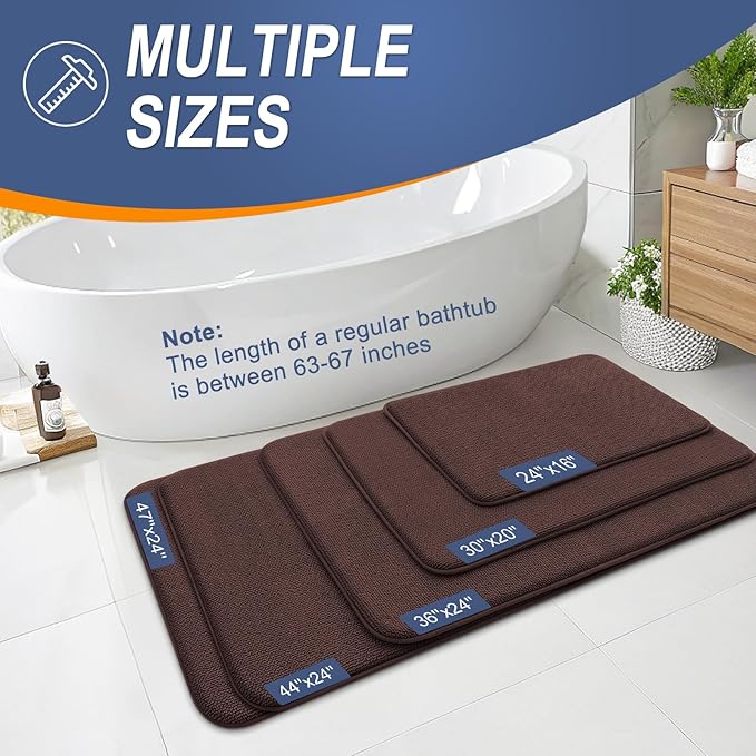 OLANLY Thick Memory Foam Bath Mats Rugs 40x32, Extra Soft Absorbent Bathroom Rug, Quick Dry Bath Mat, Non-Slip, Machine Washable Carpet for Bathroom, Tub and Shower, Home Decor Accessories, Brown