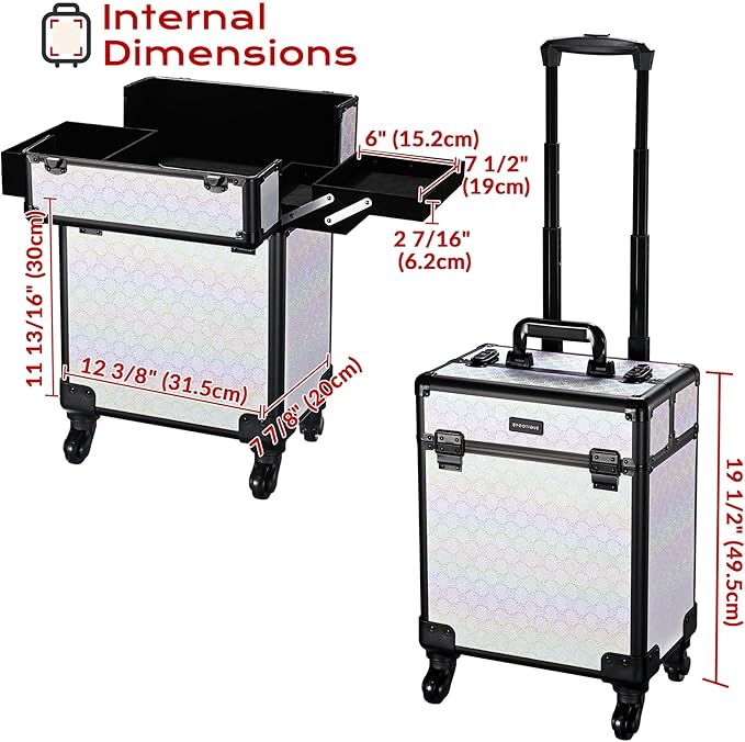 BYOOTIQUE 2-Piece Makeup Train Case Cosmetic Organizer Kit Pure ForgetMeNot